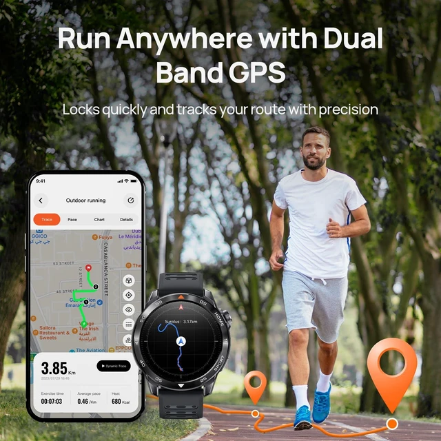 Alt view image 2 of 7 - GS Pro2 GPS Running Smartwatch with Dual Band GPS, 48mm, Dark Gray Built-in Training Plans, 1.43 AMOLED, 20-Day Battery, 150+ Workout Modes, Heart Rate Tracking, 5ATM Waterproof