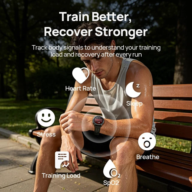 Alt view image 4 of 7 - GS Pro2 GPS Running Smartwatch with Dual Band GPS, 48mm, Dark Gray Built-in Training Plans, 1.43 AMOLED, 20-Day Battery, 150+ Workout Modes, Heart Rate Tracking, 5ATM Waterproof