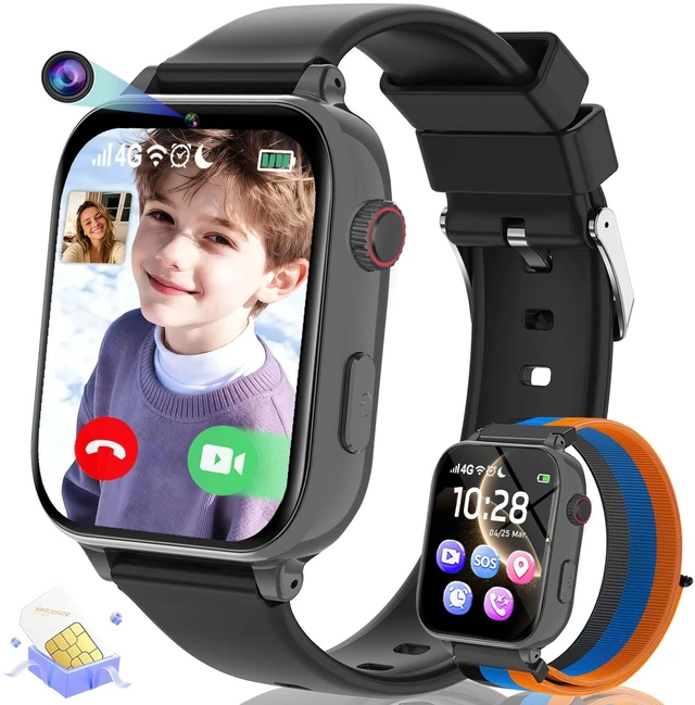 Main image of Kids Smart Watch for Boys Girls, 4G Smartwatch Phone for Children with GPS, Call, SOS, Video/Voice Chat, Parental App, Alarm, HD Touchscreen Watches for Kid Gifts Ages 4-12, Bright Grey