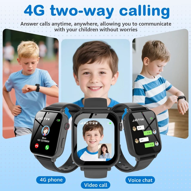 Alt view image 4 of 7 - Kids Smart Watch for Boys Girls, 4G Smartwatch Phone for Children with GPS, Call, SOS, Video/Voice Chat, Parental App, Alarm, HD Touchscreen Watches for Kid Gifts Ages 4-12, Bright Grey