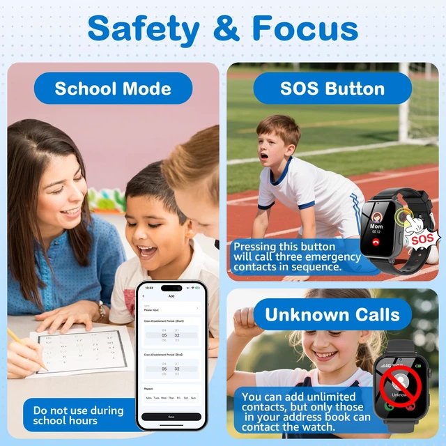 Alt view image 5 of 7 - Kids Smart Watch for Boys Girls, 4G Smartwatch Phone for Children with GPS, Call, SOS, Video/Voice Chat, Parental App, Alarm, HD Touchscreen Watches for Kid Gifts Ages 4-12, Bright Grey