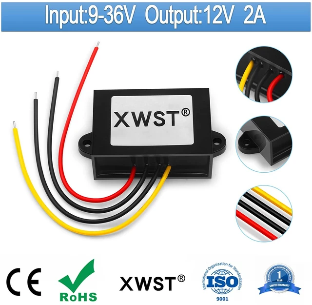 Alt view image 2 of 7 - DC DC Stabilizer 9V-36V to 12V Boost Buck Converter 2A 24W Waterproof Automatic Voltage Regulator 12V Volt Transformer Module for Golf Cart Car Audio Solar Power System LCD TV LED Display Screen