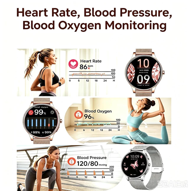 Alt view image 6 of 7 - Smart Watches for Women, 1.27" Fitness Watch for Android/iPhone, Two Bands