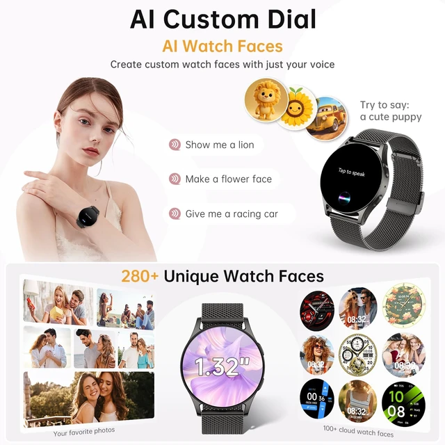 Alt view image 5 of 7 - Smart Watch for Women, 1.32" AMOLED Smartwatch with AI Voice Assistant & Translator, Fitness Tracker with Heart Rate Sleep SpO2 Monitor, Bluetooth Call, 153 Sports, IP68, iOS Android