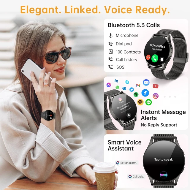 Alt view image 6 of 7 - Smart Watch for Women, 1.32" AMOLED Smartwatch with AI Voice Assistant & Translator, Fitness Tracker with Heart Rate Sleep SpO2 Monitor, Bluetooth Call, 153 Sports, IP68, iOS Android