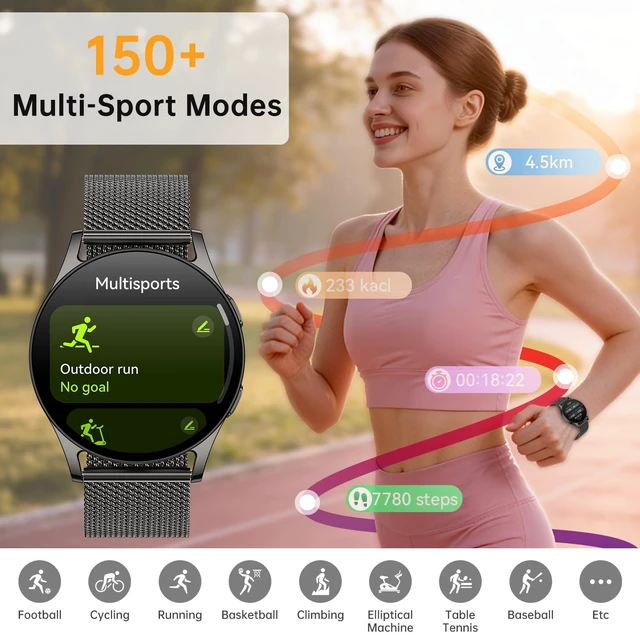 Alt view image 7 of 7 - Smart Watch for Women, 1.32" AMOLED Smartwatch with AI Voice Assistant & Translator, Fitness Tracker with Heart Rate Sleep SpO2 Monitor, Bluetooth Call, 153 Sports, IP68, iOS Android