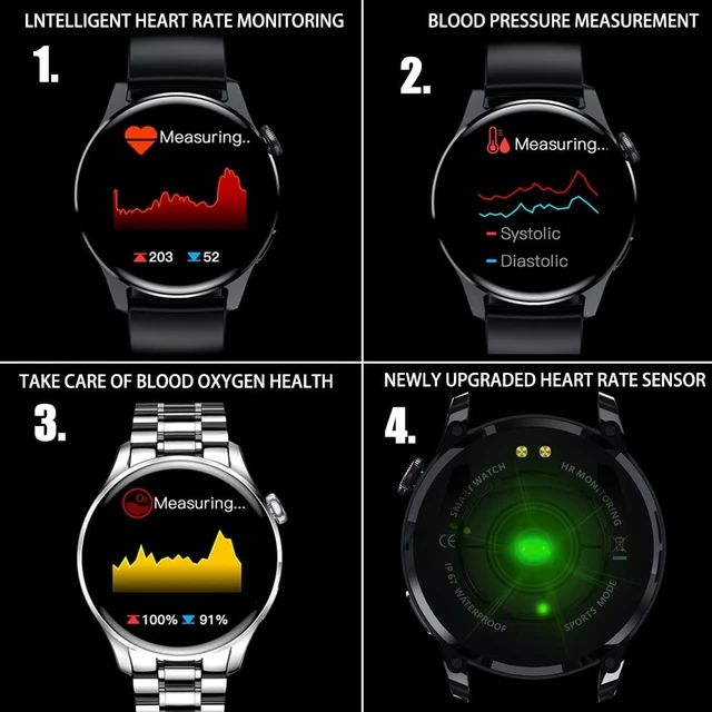 Alt view image 6 of 7 - Smart Watches Men Women, Bluetooth Calls, Heart Rate Sleep Monitor,IP67 Waterproof Fitness Tracker, Black Stainless Steel Watches for Android & iOS (B-Silver)