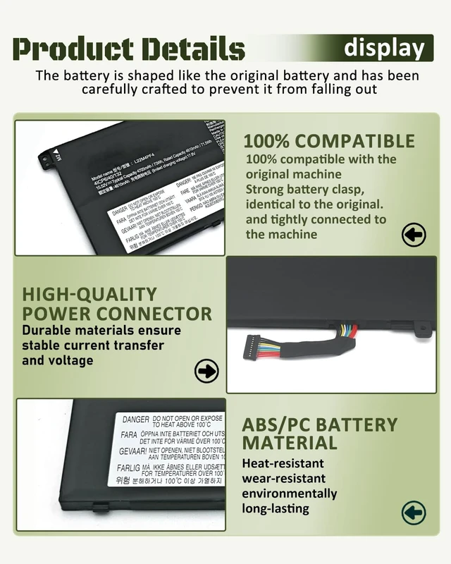 Alt view image 5 of 7 - 73Wh L22M4PF4 L22C4PF4 L22D4PF4 Battery Compatible with Lenovo Yoga Pro 7-14IRH8 7-14APH8 7-14ARP8 7-14IMH9 / Slim Pro 7-14APH8 7-14ARP8 Series4705mAh 15.52VShort Cable