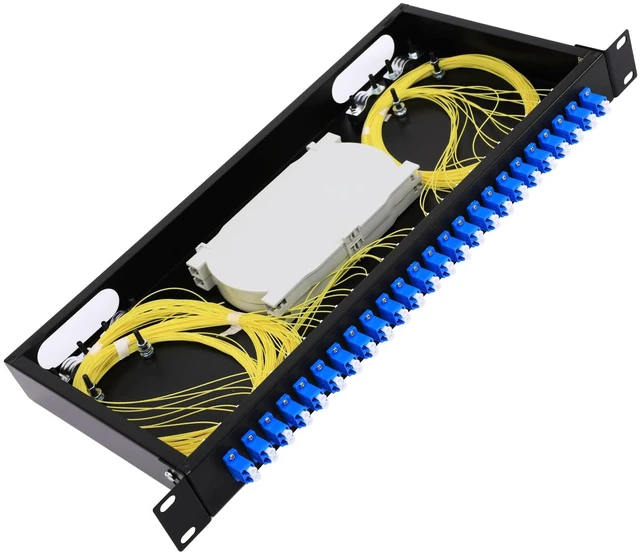 Main image of 24 Duplex 48 Port LC-OS1 Rack Mount Enclosure Box Fiber SingleMode LC-UPC Kit Fits 19" Racks Cabinet (Include 2Pcs Splice Trays 48 Strand Pigtail 1M Cables Spool+24 Core LGX Loaded Patch Panel