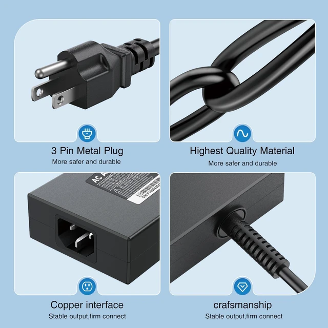 Alt view image 4 of 7 - 240W Laptop Charger Compatible with MSI Katana 15 17 B12V B13V B14V For GF66 GF76 Pulse GL66 GL76 Sword 15 17 Delta 15 CreatorPro M16 Power Adapter Fits Delta ADP-240EB D Chicony A20-240P2A