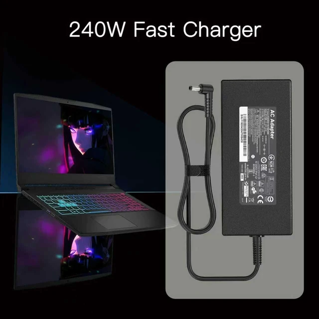 Alt view image 6 of 7 - 240W Laptop Charger Compatible with MSI Katana 15 17 B12V B13V B14V For GF66 GF76 Pulse GL66 GL76 Sword 15 17 Delta 15 CreatorPro M16 Power Adapter Fits Delta ADP-240EB D Chicony A20-240P2A