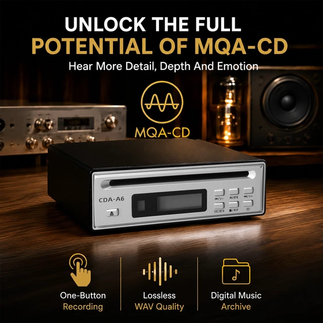 Alt view image 4 of 7 - Portable CD Player for Home, CD Ripper, Desk Audio CD Players, CD Player for Soundbar, with Optical and AUX 3.5mm Output