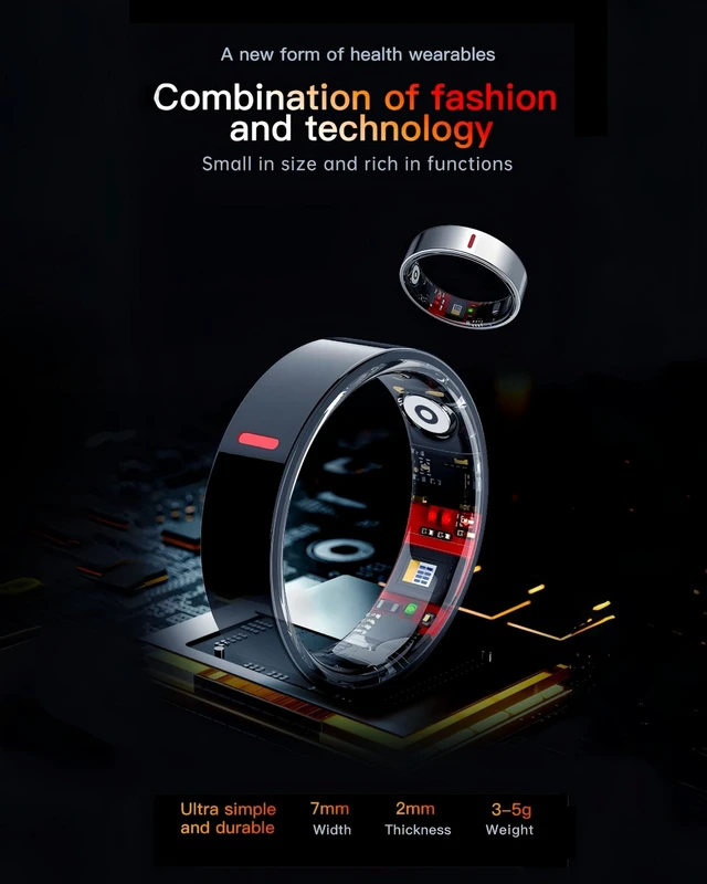 Alt view image 7 of 7 - smart ring with Charge Case Smart Ring Health Tracker for Men Women, Sleep Stress Exercise Health Monitoring, IP68 Waterproof, Long Battery Life, No Subscription, iOS Android Compatible, Silver, 7#
