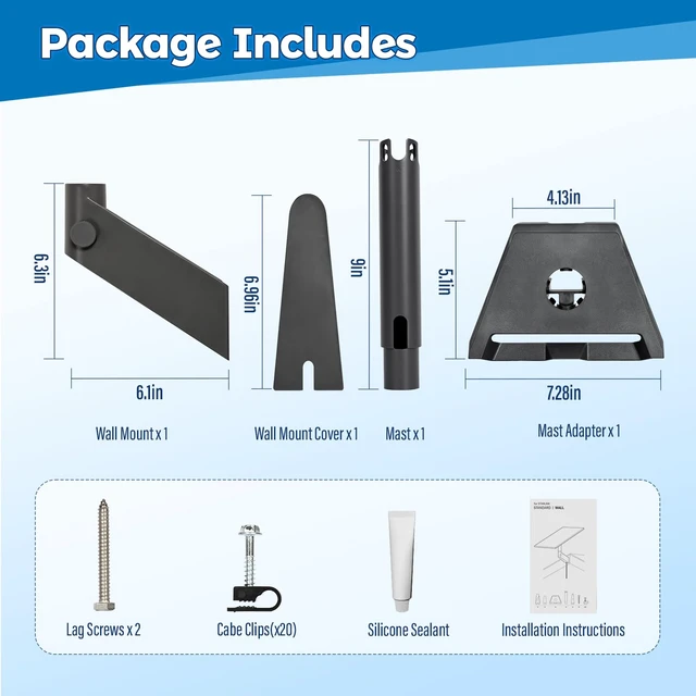 Alt view image 2 of 6 - Starlink Standard Wall Mount - OEM Mounting Kit Suitable for Starlink Standard V3, Gen3, 4, 4X, Enterprise, (Latest Generation)