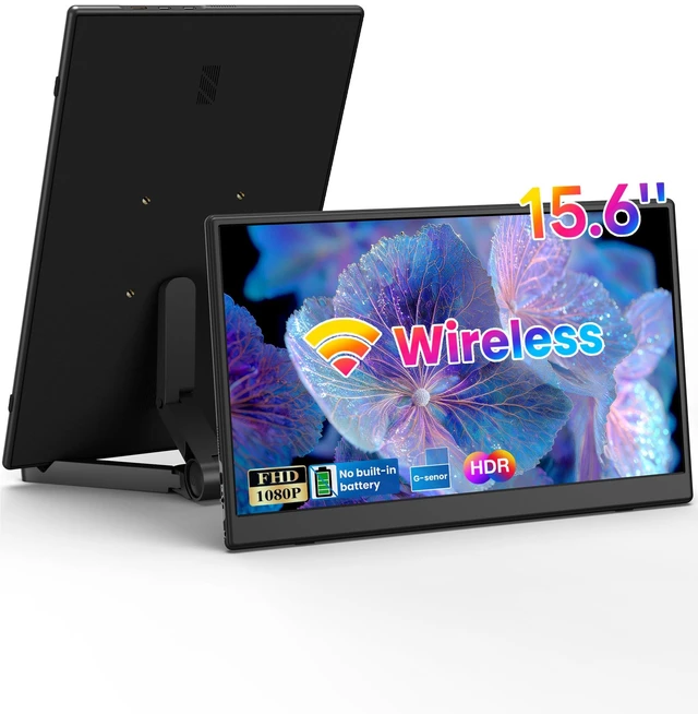 Main image of 15.6 inch Wireless Portable Monitor for Laptop Support AirPlay Miracast FHD 1080P IPS Display,USB-C & HDMI,G-Sensor Auto-Rotate,Plug & Play,Travel Monitor Compatible with PC,Phone,PS4/5,Xbox,Switch