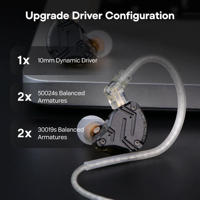 Alt view image 4 of 7 - KZ ZS10 PRO X Upgraded 1DD+4BA Hybrid Driver HiFi in Ear Earphones with Alloy Faceplate, Detachable Silver-Plated Recessed 2Pin IEM Cable for Audiophile Musician DJ Stage, with Mic