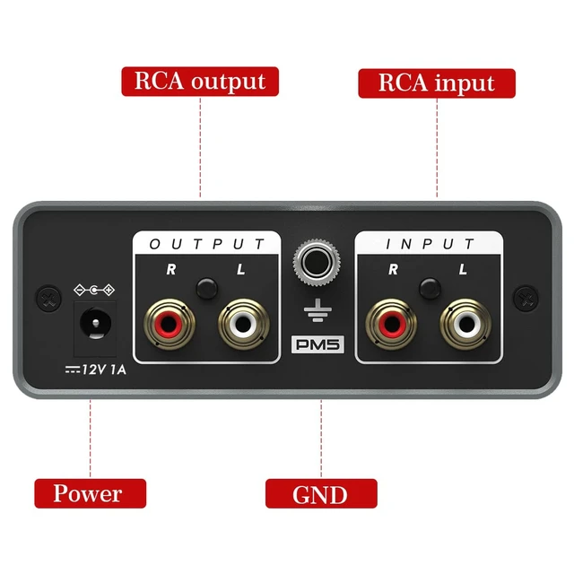 Alt view image 3 of 5 - MM Phono Preamp with Adjustable Gain for Vinyl Record Players Metal preamp connects MM record players to speakers or headphones for adjustable private listening