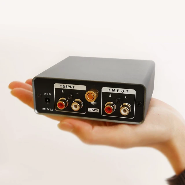 Alt view image 5 of 5 - MM Phono Preamp with Adjustable Gain for Vinyl Record Players Metal preamp connects MM record players to speakers or headphones for adjustable private listening