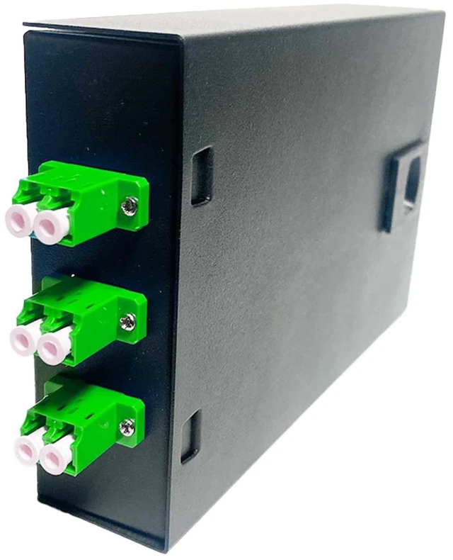 Main image of Fiber Optic Wall Mount Box with LC Couplers for Single Mode & Multimode Fiber Optic Cable. Fiber Box Enclosure for MPOEs, Network Rooms, and IDF Rooms. (LC 6 Strand APC)
