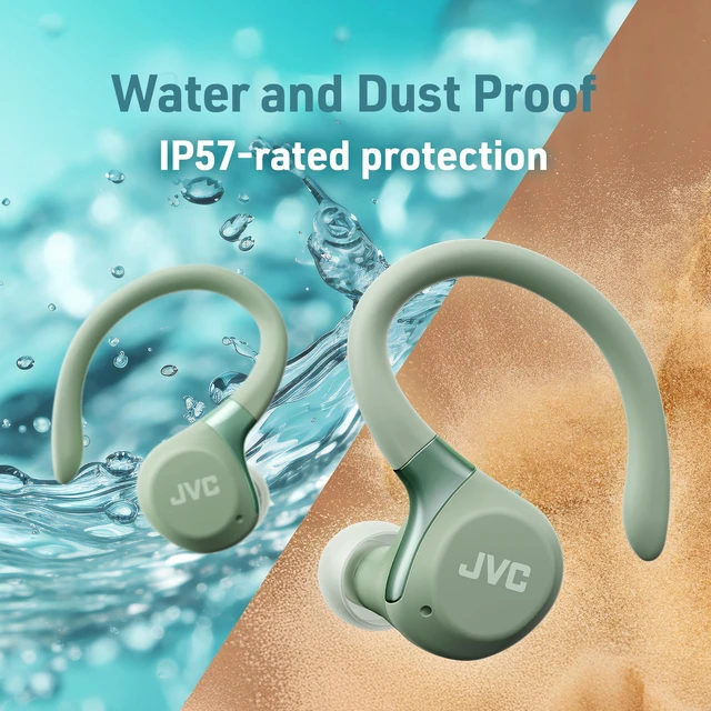Alt view image 5 of 7 - Fitness Series True Wireless Sport Earbuds with Adjustable Hooks, Active Noise Cancelling, Ambient Sound Mode, IP57 Waterproof, 40hr Long Battery Life, App EQ, Low Latency, Mic HAEC75TG Green