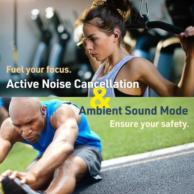 Alt view image 4 of 7 - Fitness Series True Wireless Sport Earbuds with Adjustable Hooks, Active Noise Cancelling, Ambient Sound Mode, IP57 Waterproof, 40hr Long Battery Life, App EQ, Low Latency, Mic HAEC75TV Violet