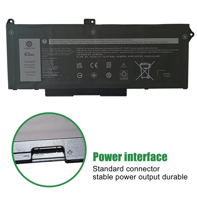 Alt view image 3 of 6 - RJ40G CPX-M033W 63Wh Laptop Battery Replacement for Dell Latitude 5420 5520 Precision 3560 Series Notebook 01K2CF 075X16 WY9DX 0WK3F1 0M3KCN M033W Black 15.2V 3941mAh