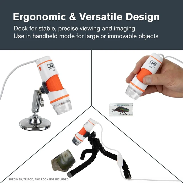 Alt view image 4 of 7 - Labs Digital 2MP Handheld Microscope for Live PC ViewingLearning Up to 200x Magnification, Capture Photos & Video, Lightweight Handheld Design, Adjustable LED Illumination, USB Powered