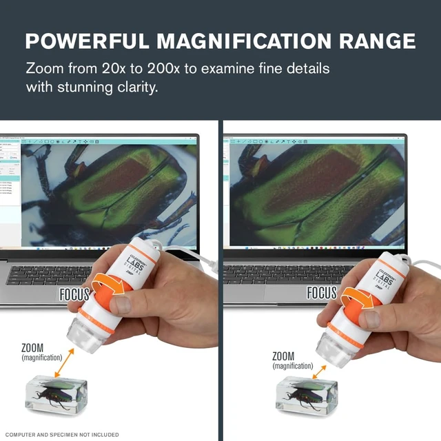 Alt view image 5 of 7 - Labs Digital 2MP Handheld Microscope for Live PC ViewingLearning Up to 200x Magnification, Capture Photos & Video, Lightweight Handheld Design, Adjustable LED Illumination, USB Powered