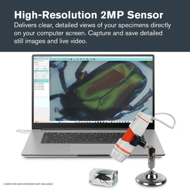 Alt view image 6 of 7 - Labs Digital 2MP Handheld Microscope for Live PC ViewingLearning Up to 200x Magnification, Capture Photos & Video, Lightweight Handheld Design, Adjustable LED Illumination, USB Powered