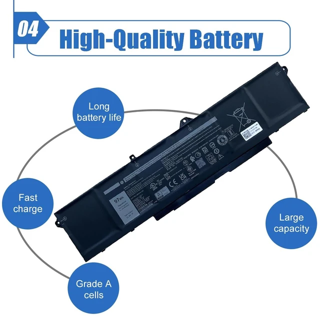 Alt view image 5 of 7 - 9JRV0 97Wh Battery Replacement for Dell Latitude 5521 5531 Precision 3561 3571 3581 Alienware m17 R5 AMD m18 R1 R2 m18 R1 AMD Series Laptop 0P3TJ 0R05P0 05RGW
