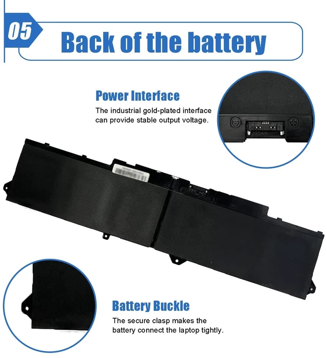 Alt view image 6 of 7 - 9JRV0 97Wh Battery Replacement for Dell Latitude 5521 5531 Precision 3561 3571 3581 Alienware m17 R5 AMD m18 R1 R2 m18 R1 AMD Series Laptop 0P3TJ 0R05P0 05RGW