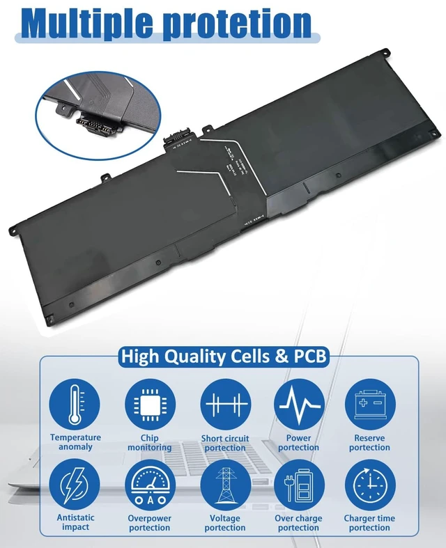 Alt view image 4 of 7 - 70Wh GT83D Battery for Dell XPS 14 9440 Laptop - Compatible with Part Numbers 7T7DY & N80X2