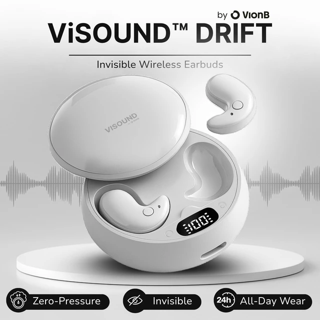 Alt view image 2 of 7 - Drift Earbuds VionB Wireless Bluetooth Noise Cancelling Earbuds for Small Ears Ultra Comfortable Wireless Ear Buds with Mic, Noise Isolation, No Ear Pressure IP6 Waterproof Ear Buds