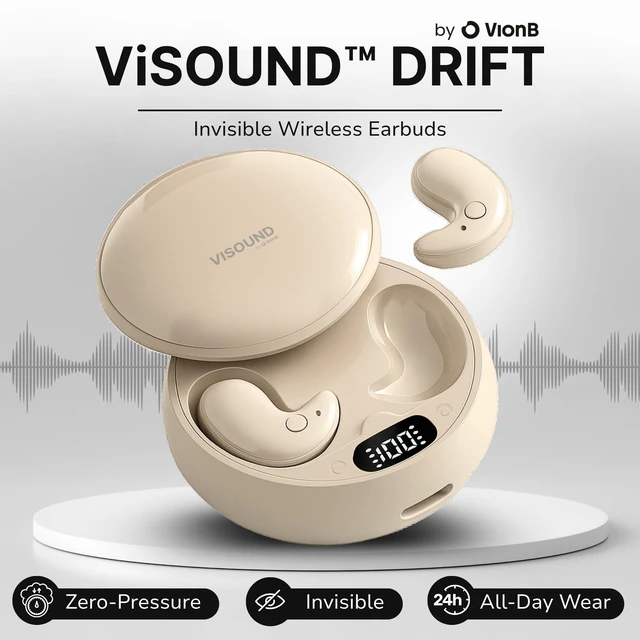 Alt view image 2 of 7 - Drift Earbuds VionB Wireless Bluetooth Noise Cancelling Earbuds for Small Ears - Ultra Comfortable Wireless Ear Buds with Mic, Noise Isolation, No Ear Pressure - IP6 Waterproof Ear Buds