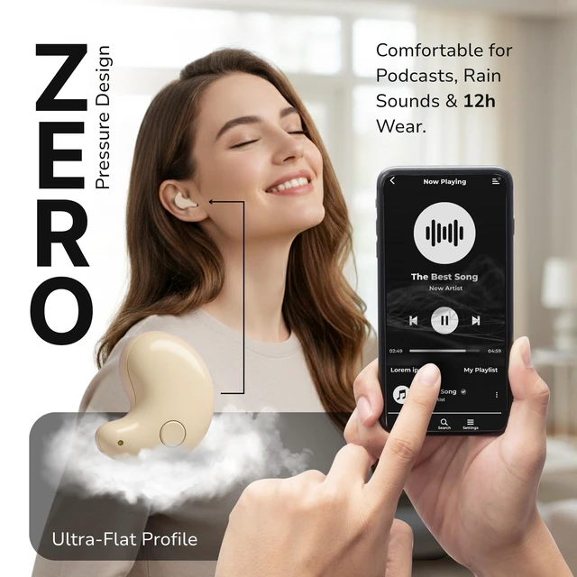 Alt view image 3 of 7 - Drift Earbuds VionB Wireless Bluetooth Noise Cancelling Earbuds for Small Ears - Ultra Comfortable Wireless Ear Buds with Mic, Noise Isolation, No Ear Pressure - IP6 Waterproof Ear Buds