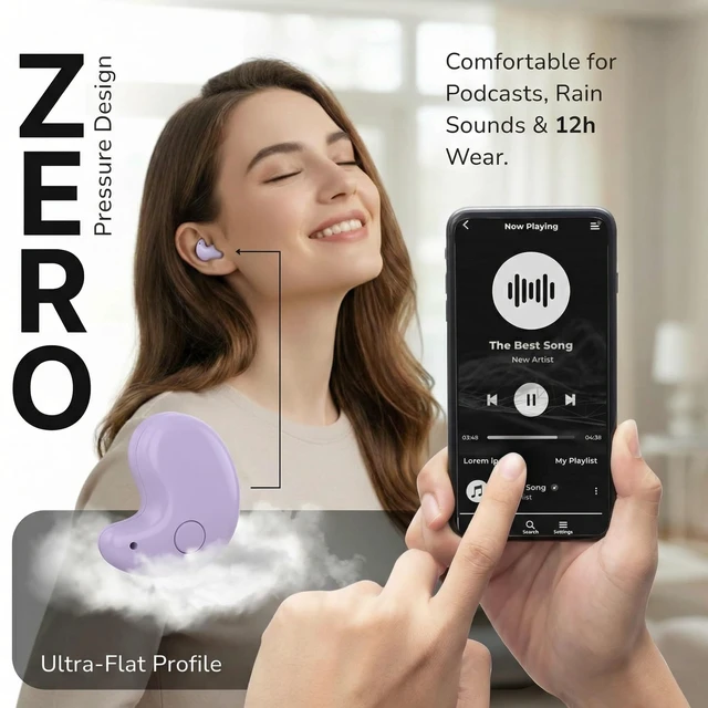 Alt view image 3 of 7 - Drift Earbuds VionB Wireless Bluetooth Noise Cancelling Earbuds for Small Ears - Ultra Comfortable Wireless Ear Buds with Mic, Noise Isolation, No Ear Pressure - IP6 Waterproof Ear Buds