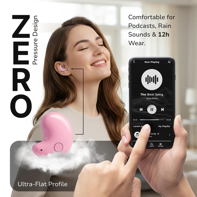 Alt view image 3 of 7 - Drift Earbuds VionB Wireless Bluetooth Noise Cancelling Earbuds for Small Ears Ultra Comfortable Wireless Ear Buds with Mic, Noise Isolation, No Ear Pressure IP6 Waterproof Ear Buds