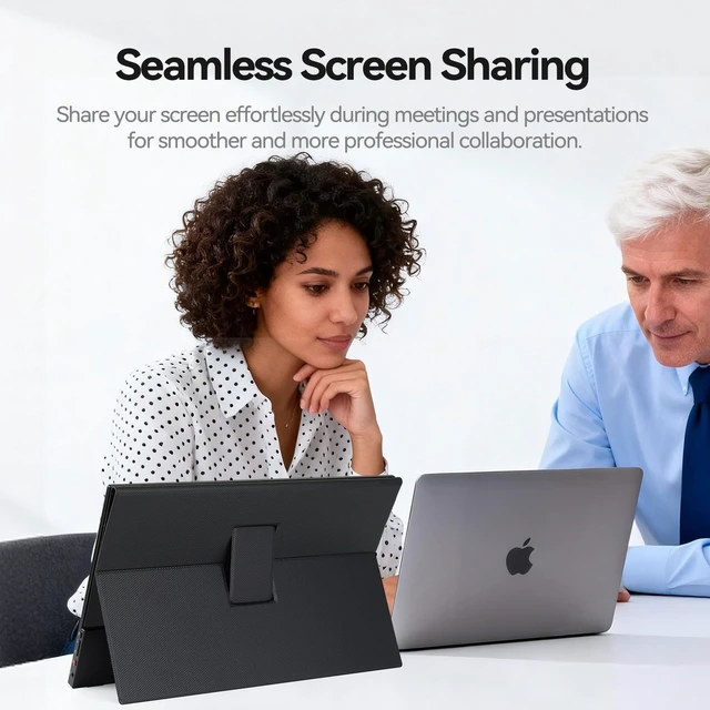 Alt view image 4 of 7 - 15.6" FHD Portable Laptop Monitor 1920x1080 IPS External Display Dual-Speakers, Ultra-Slim Aluminum Alloy Design, Magnetic Folio Stand, USB-C & HDMI Second Screen for Laptop, F15ZA