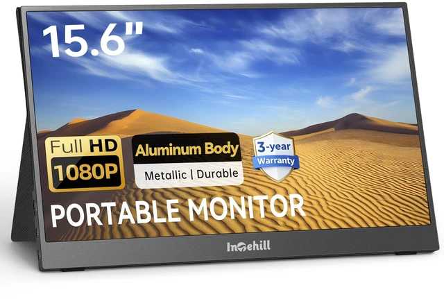 Main image of 15.6" FHD Portable Laptop Monitor 1920x1080 IPS External Display Dual-Speakers, Ultra-Slim Aluminum Alloy Design, Magnetic Folio Stand, USB-C & HDMI Second Screen for Laptop, F15ZA
