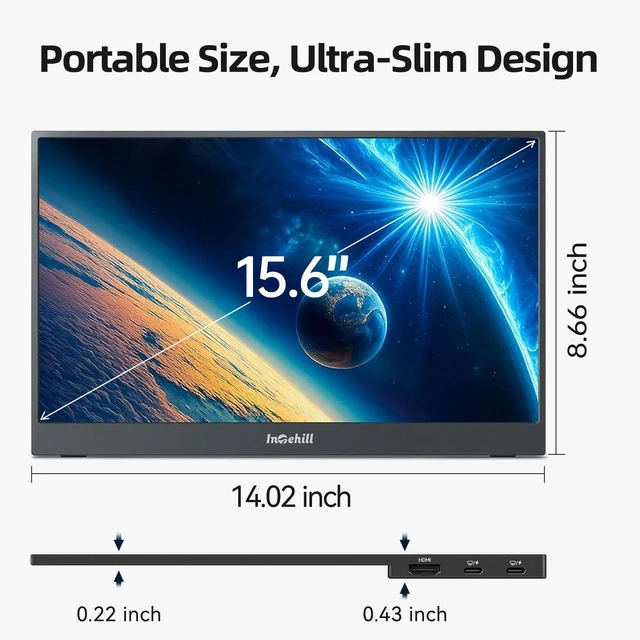 Alt view image 5 of 7 - 15.6" FHD Portable Laptop Monitor 1920x1080 IPS External Display Dual-Speakers, Ultra-Slim Aluminum Alloy Design, Magnetic Folio Stand, USB-C & HDMI Second Screen for Laptop, F15ZA