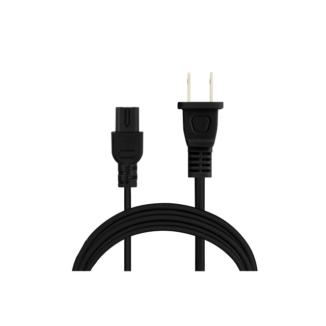 Alt view image 2 of 6 - Extra Long 17-Foot TV Power Cord Compatible with Select Samsung, LG, Sony, Hisense, Xbox, PS5 Electronics and More - 2-Prong AC Wall Plug - 2-Slot Straight Plug (Black, 17-Foot)