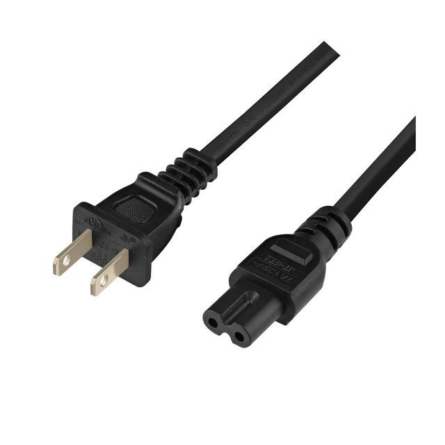 Alt view image 5 of 6 - Extra Long 17-Foot TV Power Cord Compatible with Select Samsung, LG, Sony, Hisense, Xbox, PS5 Electronics and More - 2-Prong AC Wall Plug - 2-Slot Straight Plug (Black, 17-Foot)