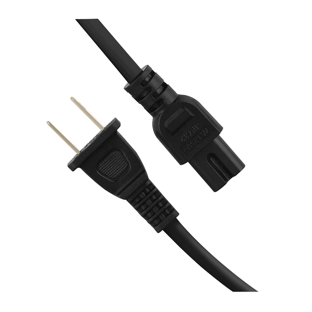 Alt view image 4 of 6 - Extra Long 17-Foot TV Power Cord Compatible with Select Samsung, LG, Sony, Hisense, Xbox, PS5 Electronics and More - 2-Prong AC Wall Plug - 2-Slot Straight Plug (Black, 17-Foot)