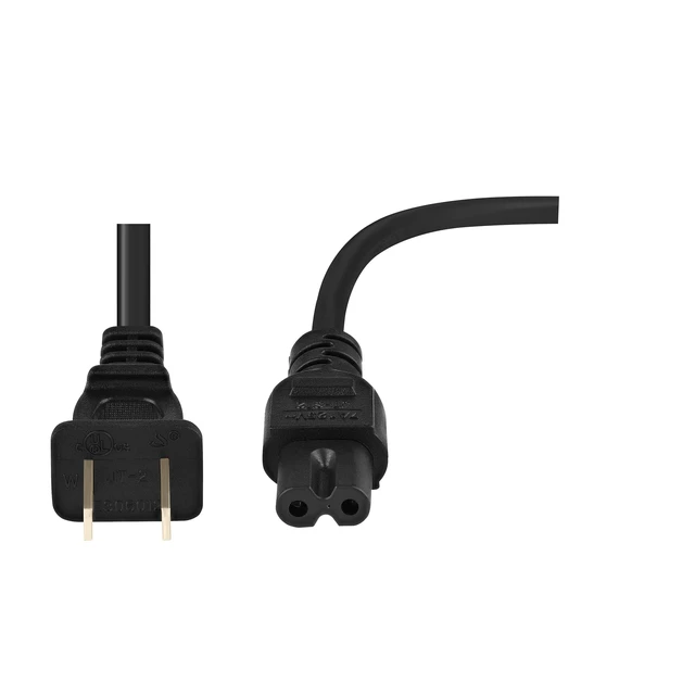 Alt view image 3 of 6 - Extra Long 17-Foot TV Power Cord Compatible with Select Samsung, LG, Sony, Hisense, Xbox, PS5 Electronics and More - 2-Prong AC Wall Plug - 2-Slot Straight Plug (Black, 17-Foot)