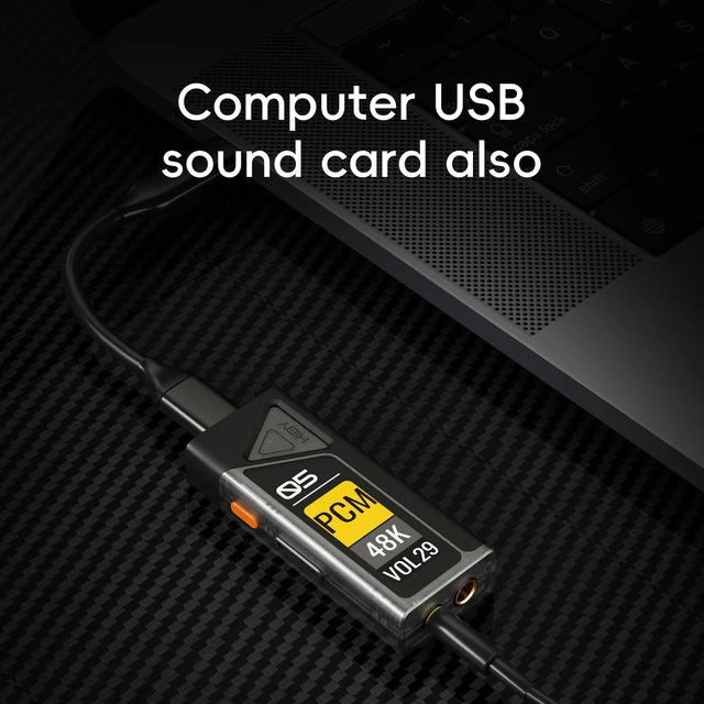 Alt view image 7 of 7 - FC5 Portable Hi-Fi DAC Headphone Amplifier with 1.1 OLED Display PCM 768kHZ DSD512 MQA 8X 3.5mmPO +4.4mmBAL