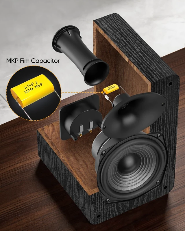 Alt view image 5 of 7 - 5.25" Woofer Passive Speaker, 50W x 2, 20mm Silk Dome Tweeter, 4 Ohm Stereo Speakers with Enhanced Vocal Clarity, Passive Bookshelf Speakers for Home Audio, Receiver or Amplifier Required