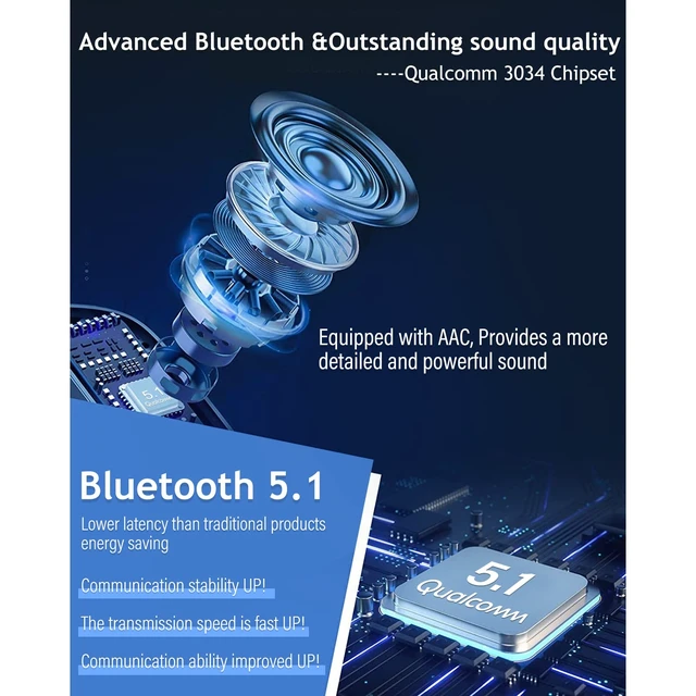 Alt view image 4 of 7 - Bone Conduction Headphones with Mic,Open Ear Headphones Wireless Bluetooth 5.1/Mute Function/Multi-Point Capable,Air Conduction Headset with Noise Canceling Mic,for Driving Home Office