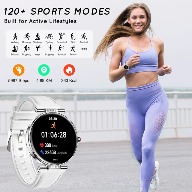 Alt view image 5 of 7 - Smart Watch for Women AMOLED 1.19 Small Screen Leather Textured - 3 Band Bluetooth Call for iPhone&Android Phones with /Heart Rate/SpO2/Sleep Monitor, 120+ Sports Modes Waterproof Fitness Tracker