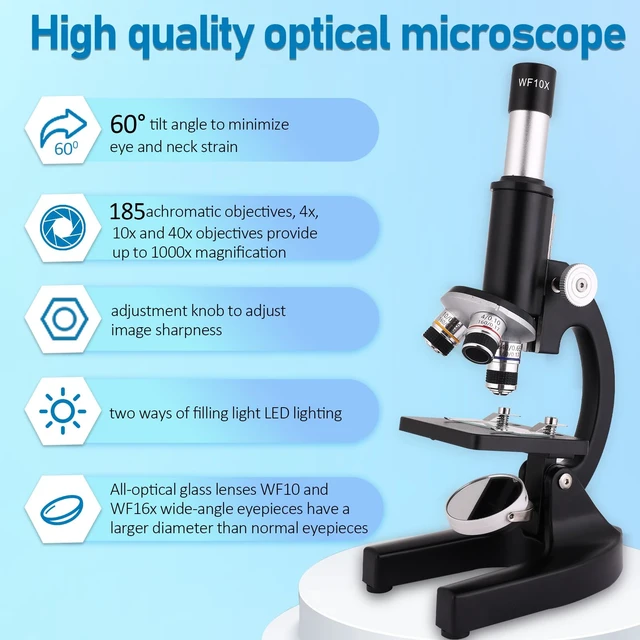 Alt view image 2 of 7 - Microscope 40X-2500X Magnification with 4.3-inch Display, Wide-Angle 10X and 25X eyepieces, and Built-in 5-megapixel Camera for School Labs, Animal Husbandry (Black)