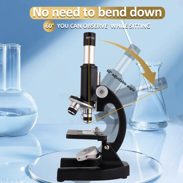 Alt view image 6 of 7 - Microscope 40X-2500X Magnification with 4.3-inch Display, Wide-Angle 10X and 25X eyepieces, and Built-in 5-megapixel Camera for School Labs, Animal Husbandry (Black)